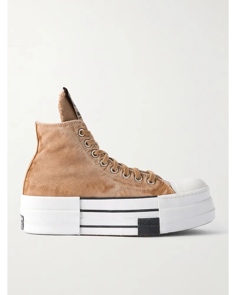 DRKSHDW by Rick Owens Converse DBL DRKSTAR High-Top-Sneakers aus Canvas in Over-Dye-Färbung mit Distressed-Details Neutral