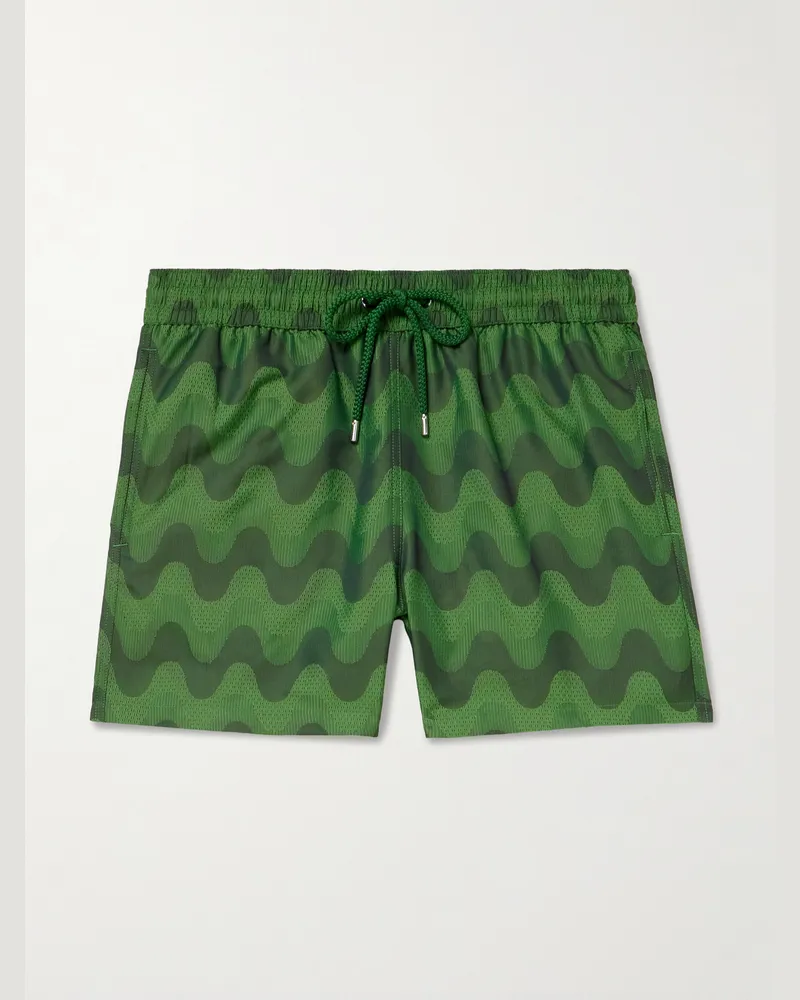 Frescobol Carioca Rio gerade geschnittene mittellange Badeshorts aus recyceltem Material mit Print Grün