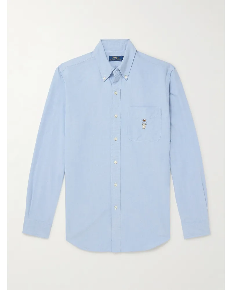 Ralph Lauren Hemd aus Baumwoll-Oxford mit Button-Down-Kragen und Logostickerei Blau