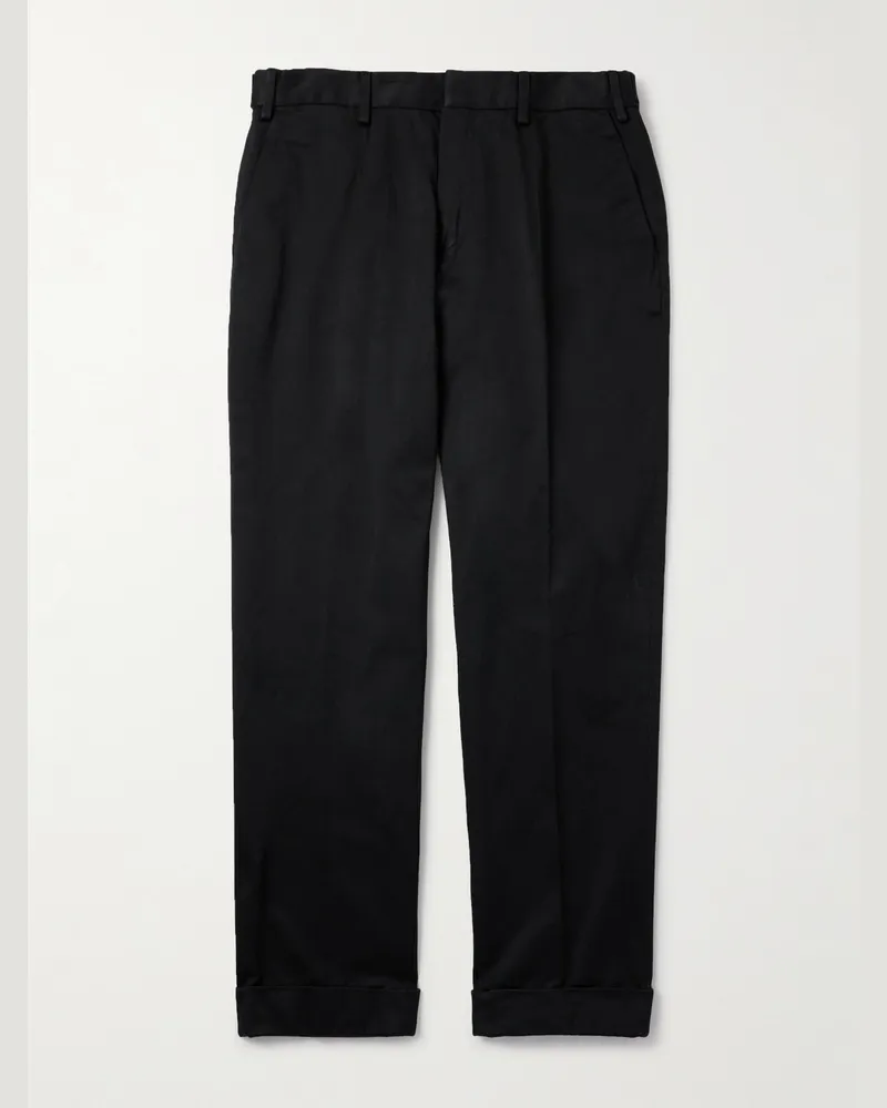 Dries van Noten Tapered Cotton-Satin Trousers Black