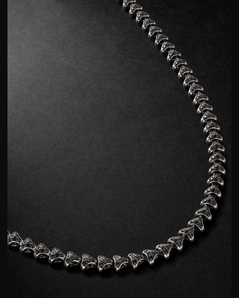 David Yurman Armory Sterling Silver Diamond Necklace Silver