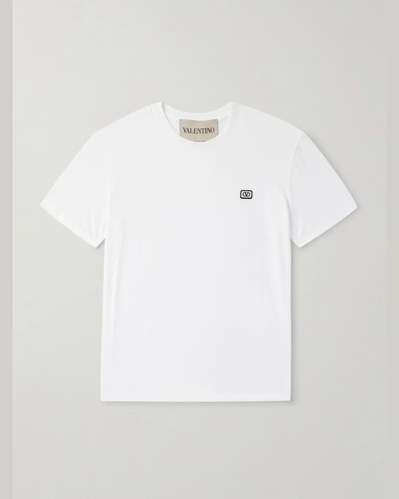 Valentino Garavani T-Shirt aus Baumwoll-Jersey mit Logoapplikation Weiß