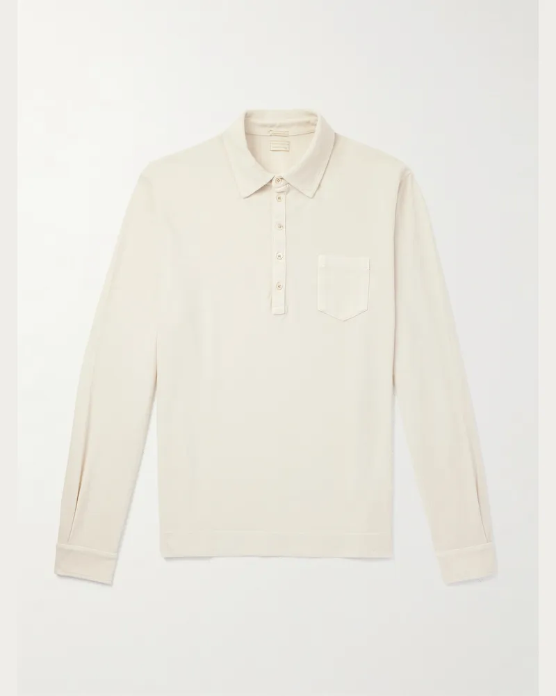 Massimo Alba Ischia Cotton and Cashmere-Blend Piqué Polo Shirt Neutrals