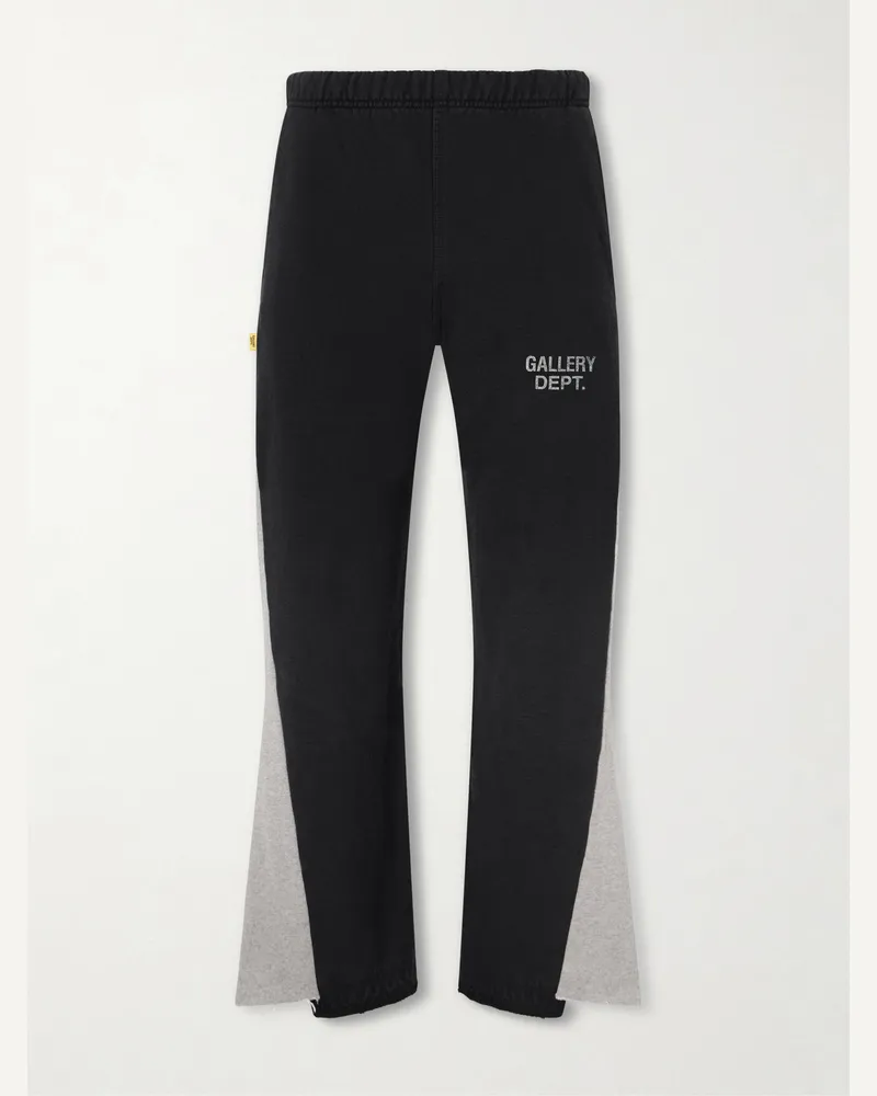 GALLERY DEPT. Flared Logo-Print Cotton-Jersey Sweatpants Black