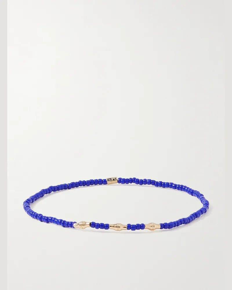 Luis Morais Armband mit Zierperlen und Details aus 14 Karat Gold Blau