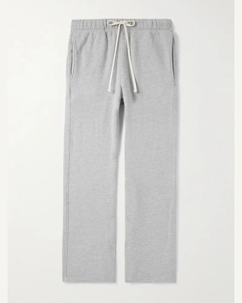 LES TIEN Straight-Leg Garment-Dyed Cotton-Jersey Sweatpants Gray