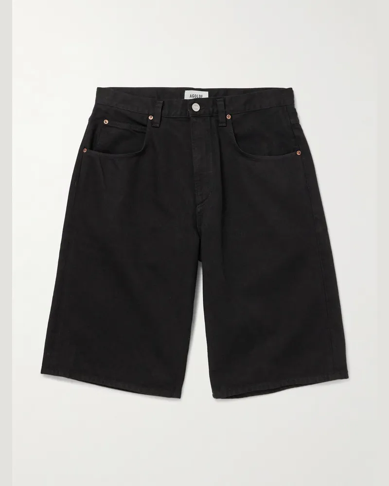 AGOLDE Fusion gerade geschnittene Jeansshorts Schwarz
