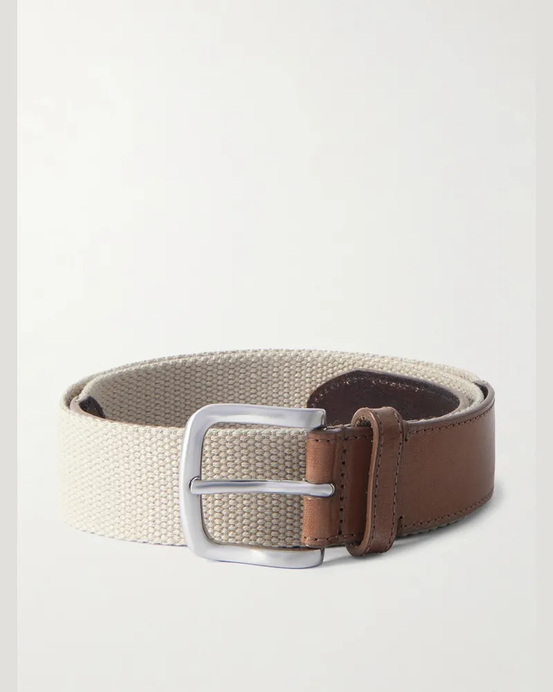 MR P. Gürtel aus Canvas und Leder, 3,5 cm Neutral