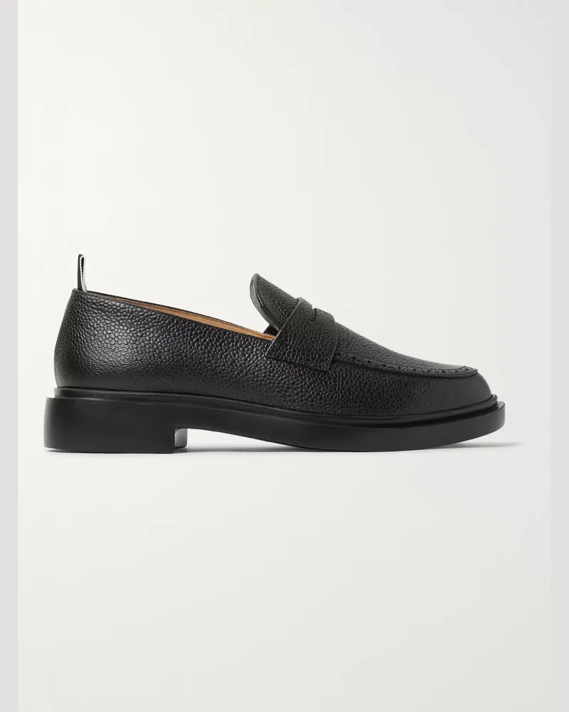 Thom Browne Pebble-Grain Leather Penny Loafers Black