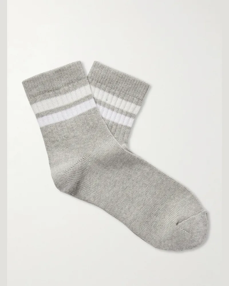 MR P. Socken aus einer gerippten Baumwollmischung mit Streifen Grau