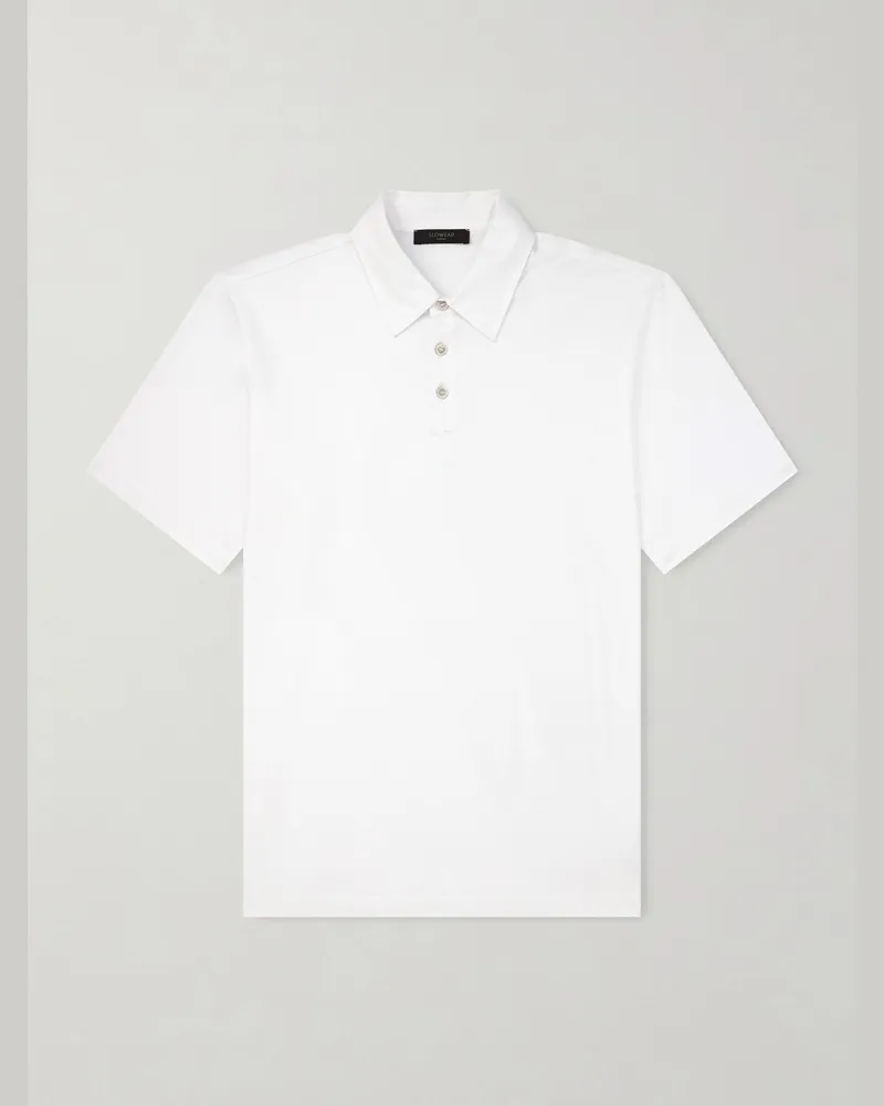 Slowear Cotton and Silk-Blend Jersey Polo Shirt White