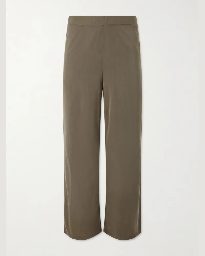 Remi Relief Straight-Leg Twill Trousers Green