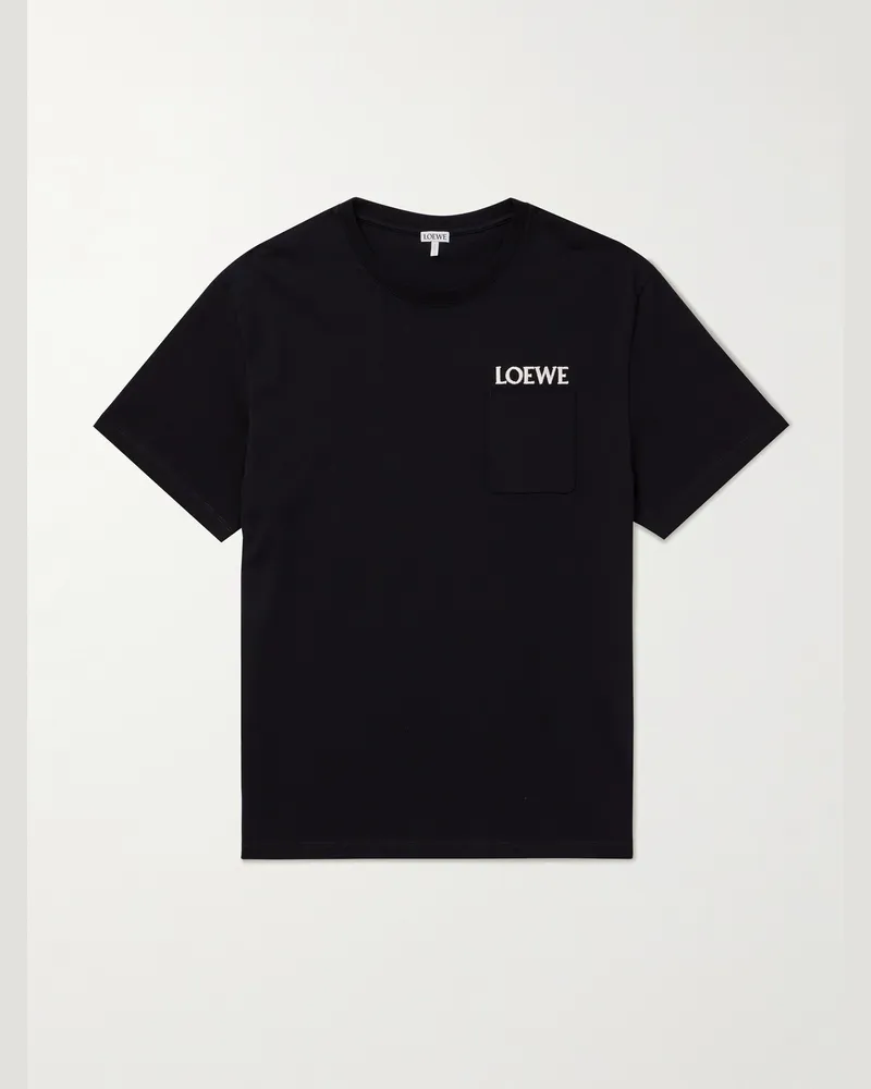 Loewe T-Shirt aus Baumwoll-Jersey mit Logostickerei Schwarz