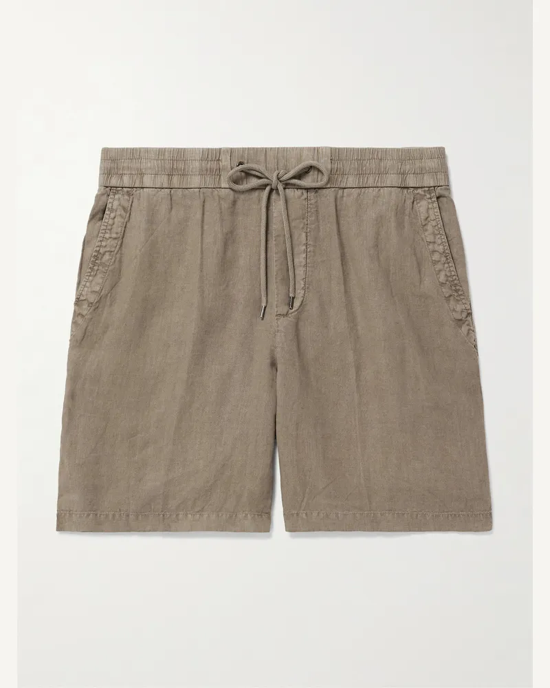 James Perse Gerade geschnittene Shorts aus Leinen mit Kordelzugbund in Stückfärbung Braun