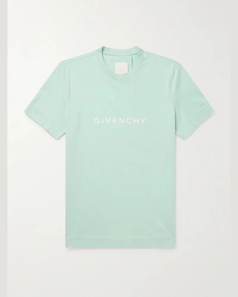 Givenchy Archetype T-Shirt aus Baumwoll-Jersey mit Logoprint Grün