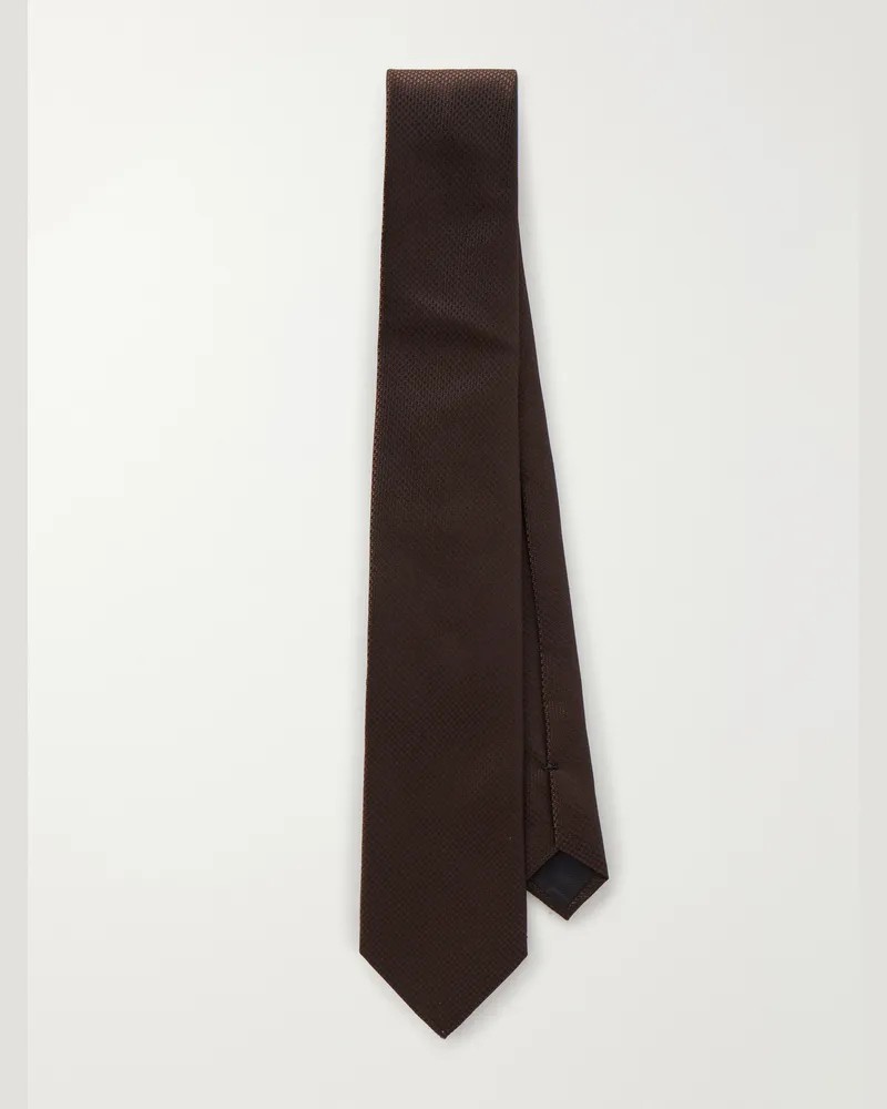 Tom Ford 7cm Silk-Jacquard Tie Brown