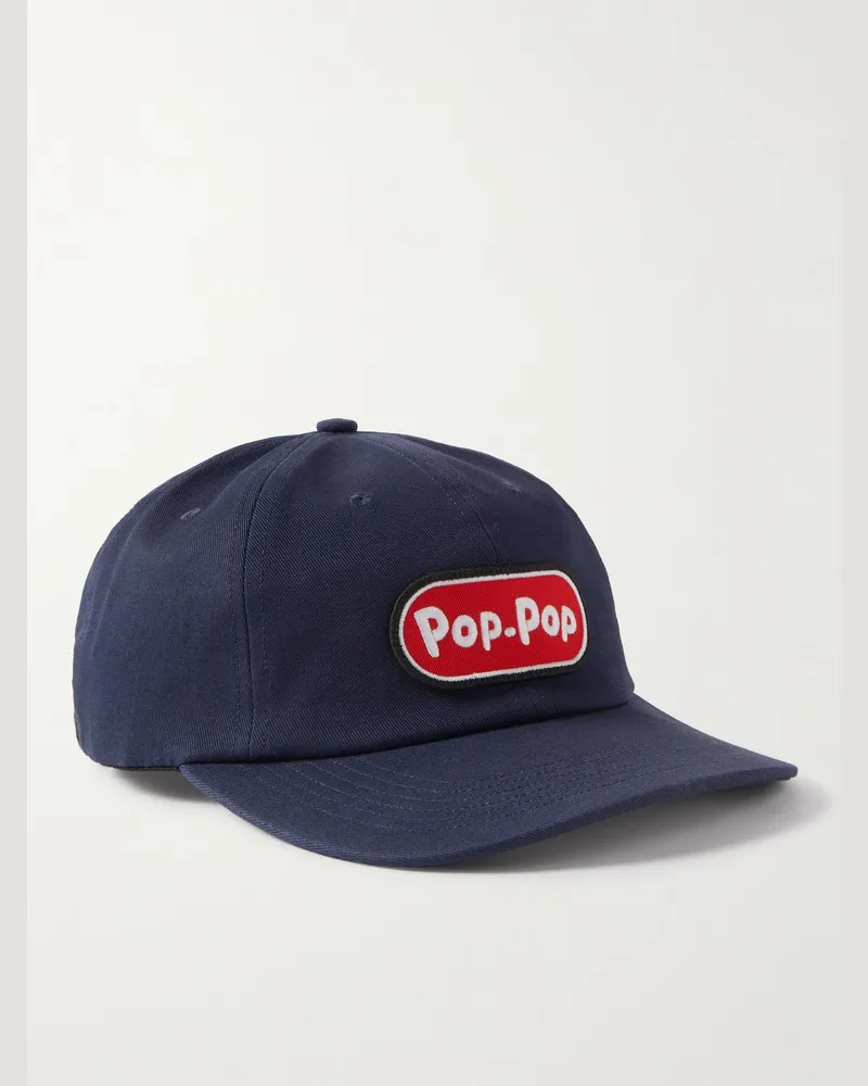 Pop Trading Company Baseballkappe aus Twill aus einer Baumwollmischung mit Logoapplikation Blau