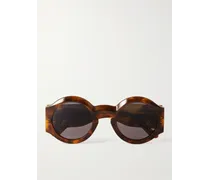 Sonnenbrille mit rundem Rahmen aus Azetat in Schildpattoptik