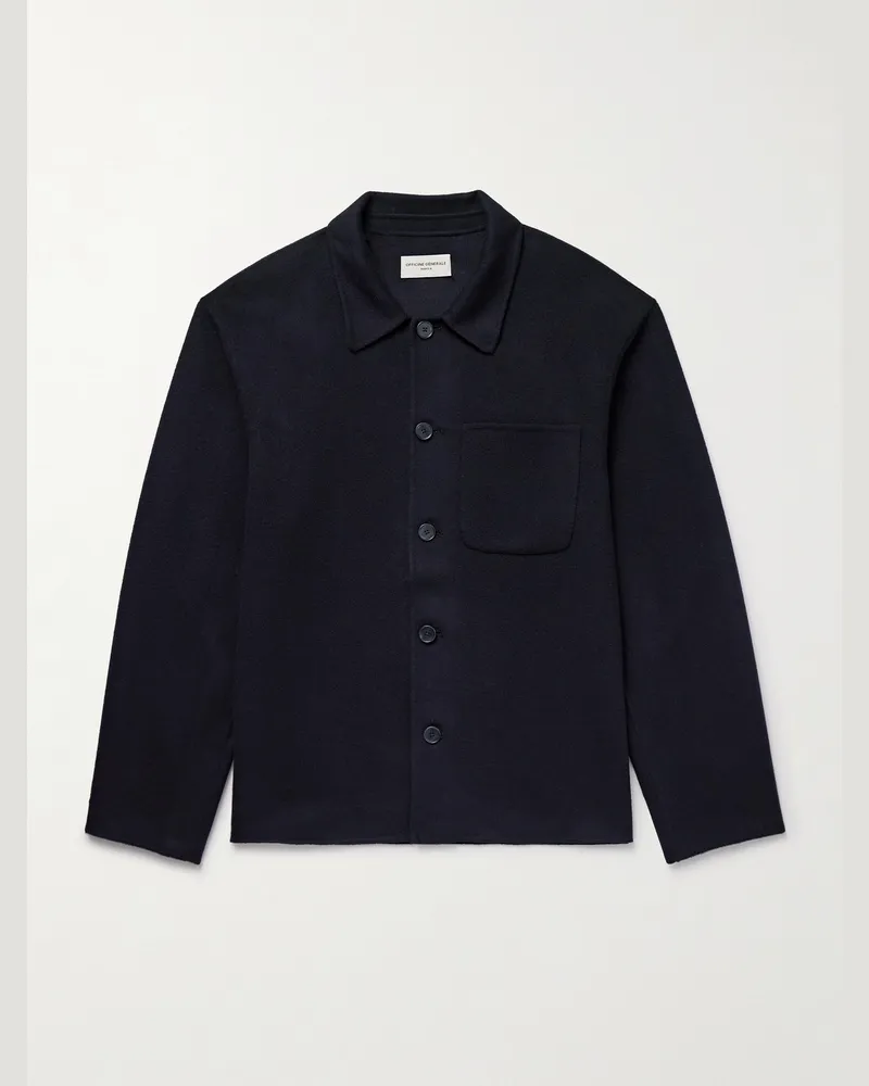 Officine Generale Hamilton schmal geschnittene Hemdjacke aus Wollfilz Blau