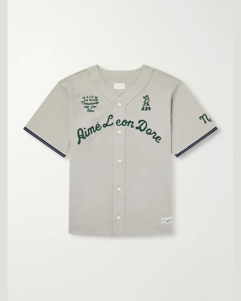 Aimé Leon Dore Logo-Embroidered Cotton Shirt Gray