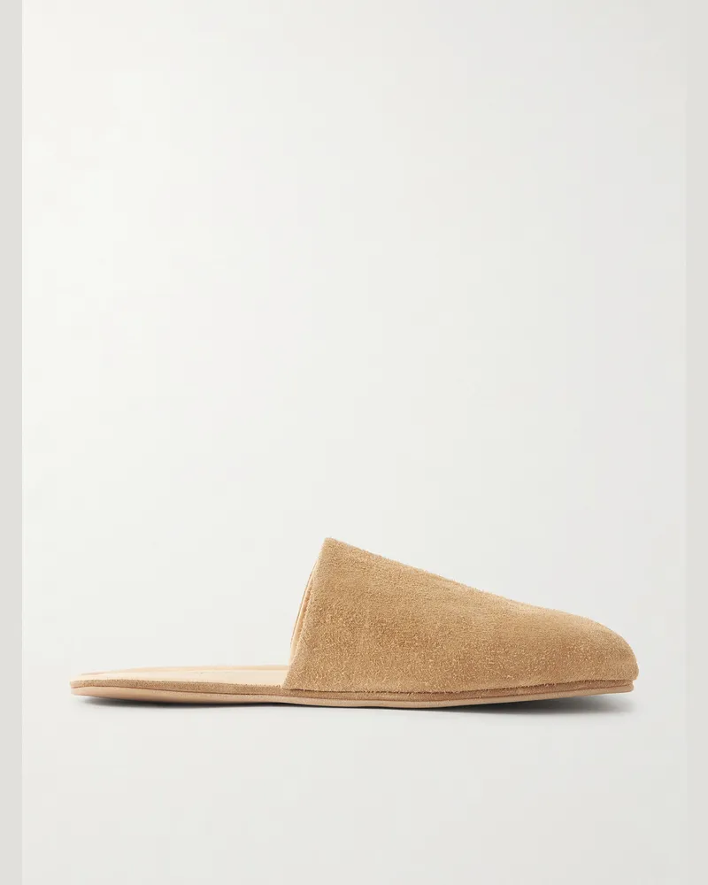 Our Legacy Cigarr Slippers aus gebürstetem Veloursleder Braun