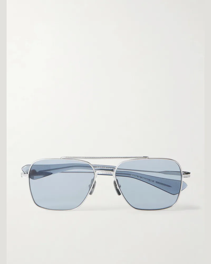 DITA Flight-Seven Aviator-Style Titanium Sunglasses Silver