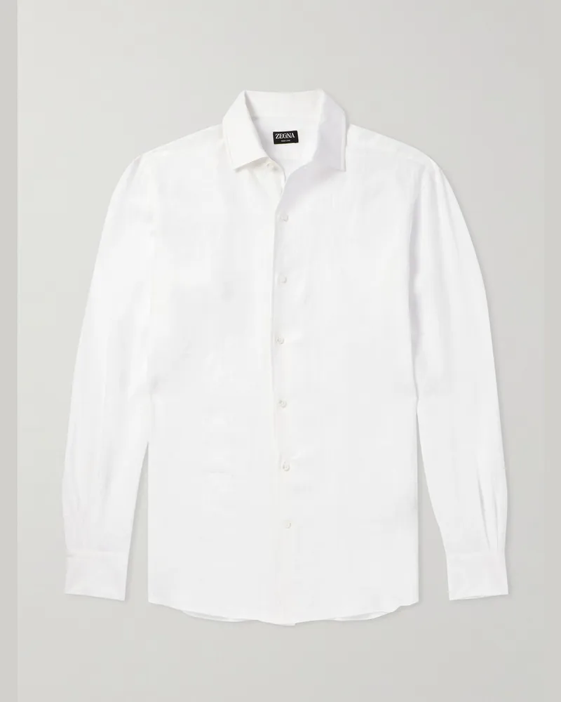 Ermenegildo Zegna Hemd aus „Oasi“-Leinen Weiß