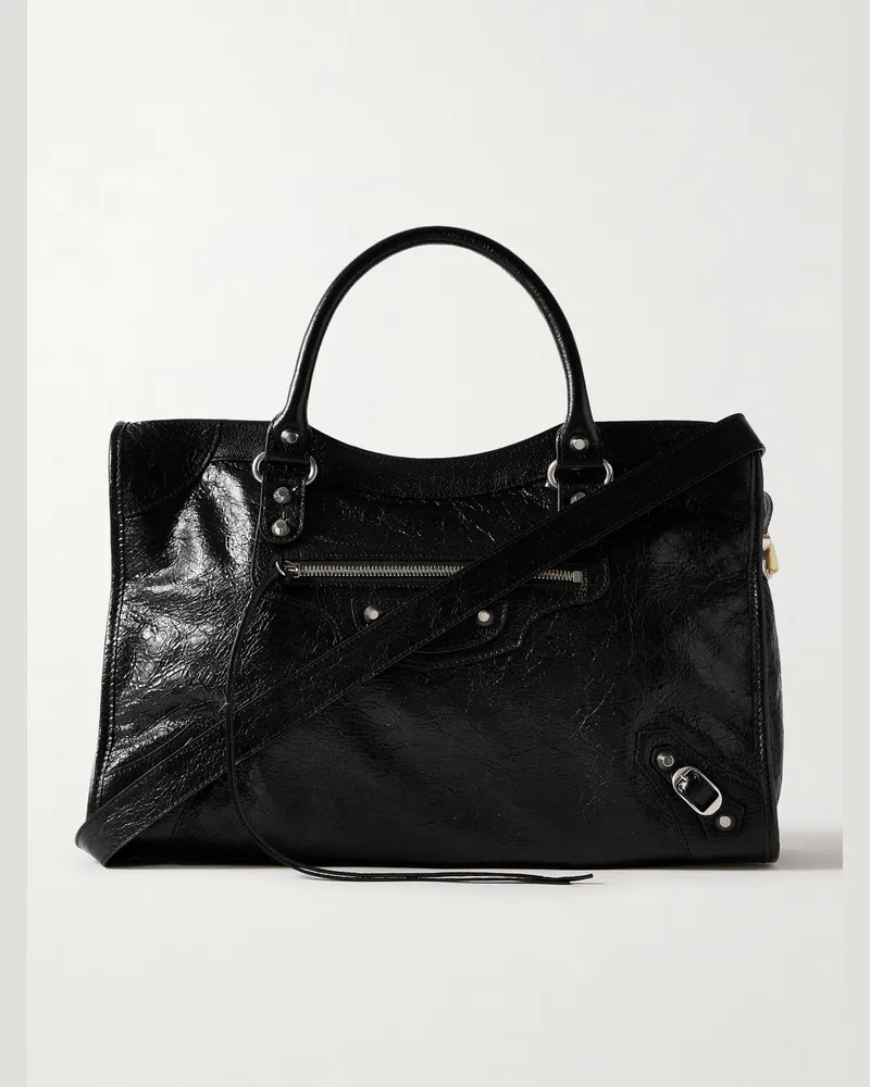Balenciaga Le City mittelgroße Tote aus strukturiertem „Arena“-Leder Schwarz