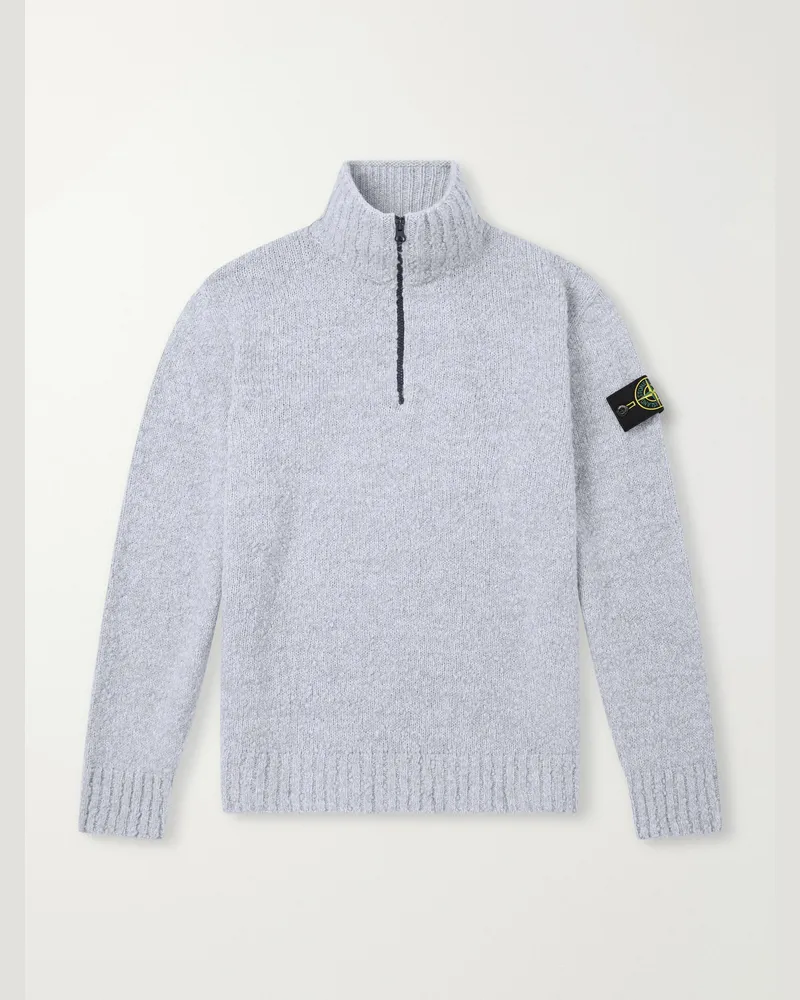 Stone Island Wool-Blend Half-Zip Sweater Gray
