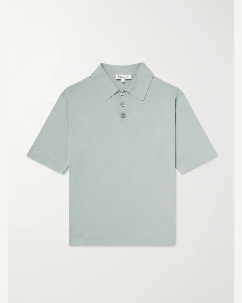 Frame Denim Cotton-Blend Polo Shirt Green