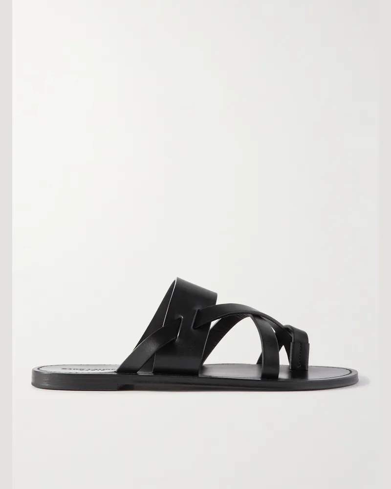 Saint Laurent Culver Leather Sandals Black