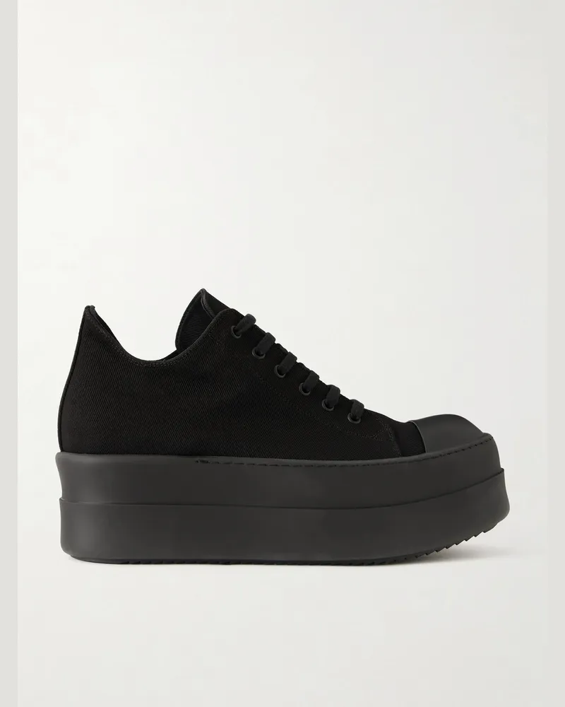 DRKSHDW by Rick Owens Mega Bumper Low Rubber-Trimmed Denim Sneakers Black