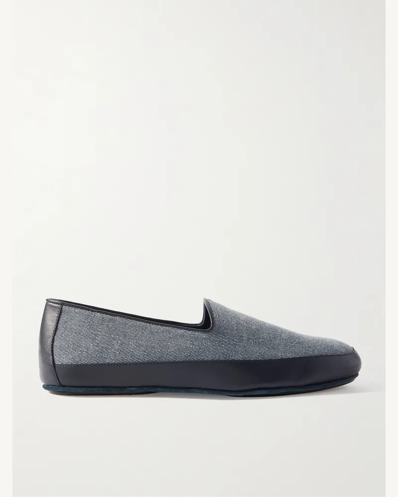 Manolo Blahnik Antinous Loafers aus Denim mit Lederbesatz Blau