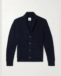 ALLUDE Cardigan aus einer Woll-Kaschmirmischung in Rippstrick mit Schalkragen Blau