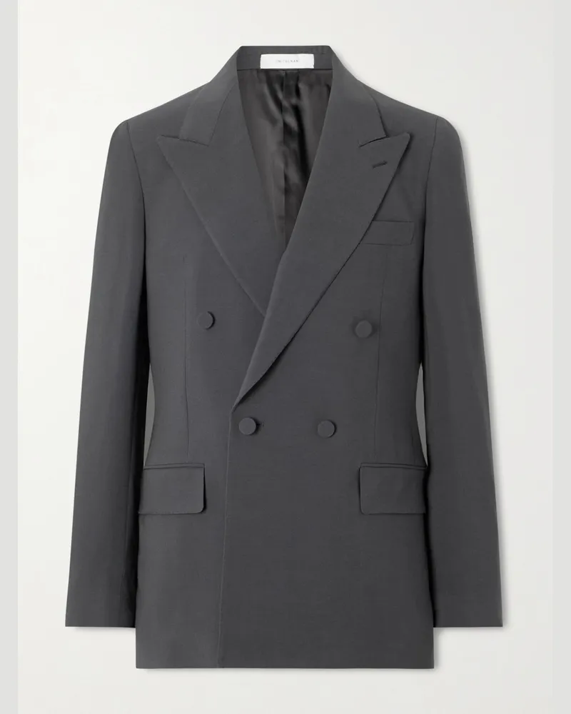 Umit Benan Richard doppelreihiges Sakko aus einer Seiden-Wollmischung Grau
