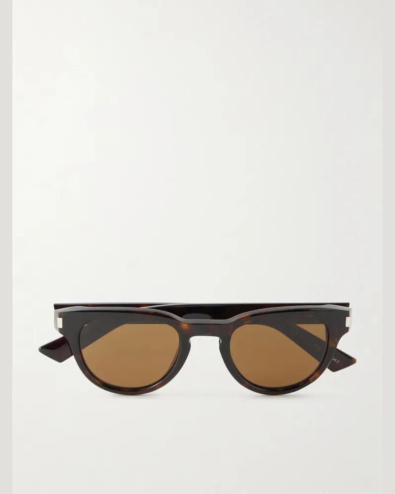 Saint Laurent Rounded-Frame Acetate Sunglasses Tortoiseshell