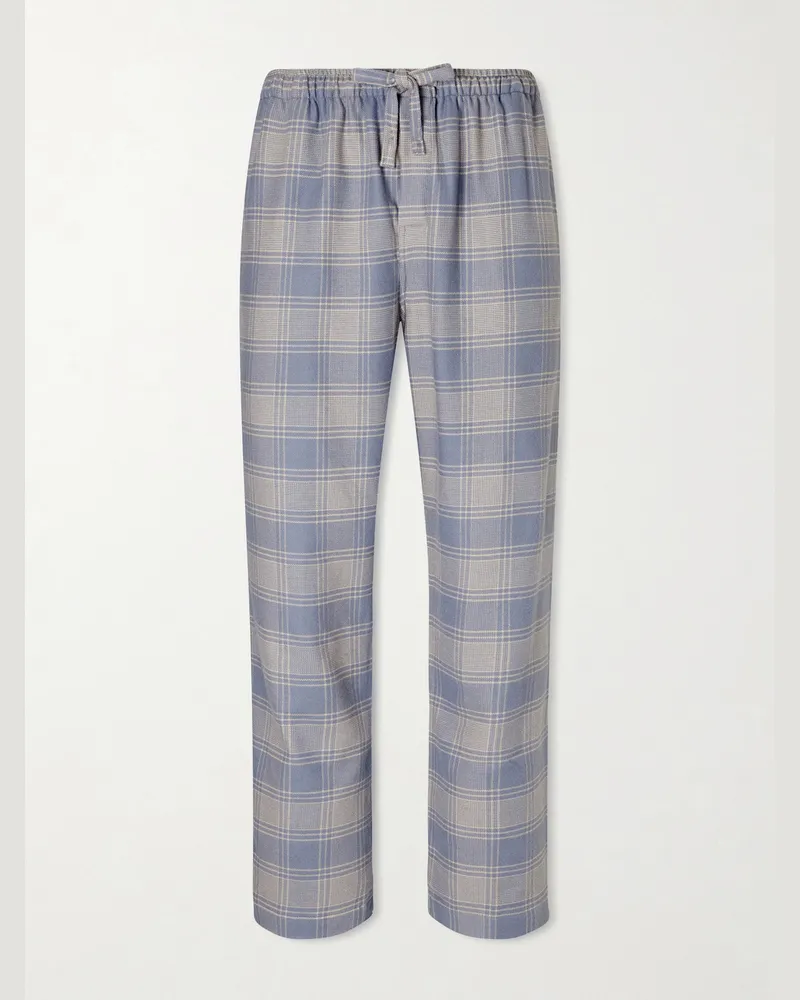 Derek Rose Kelburn 52 Straight-Leg Checked Brushed-Cotton Pyjama Trousers Blue