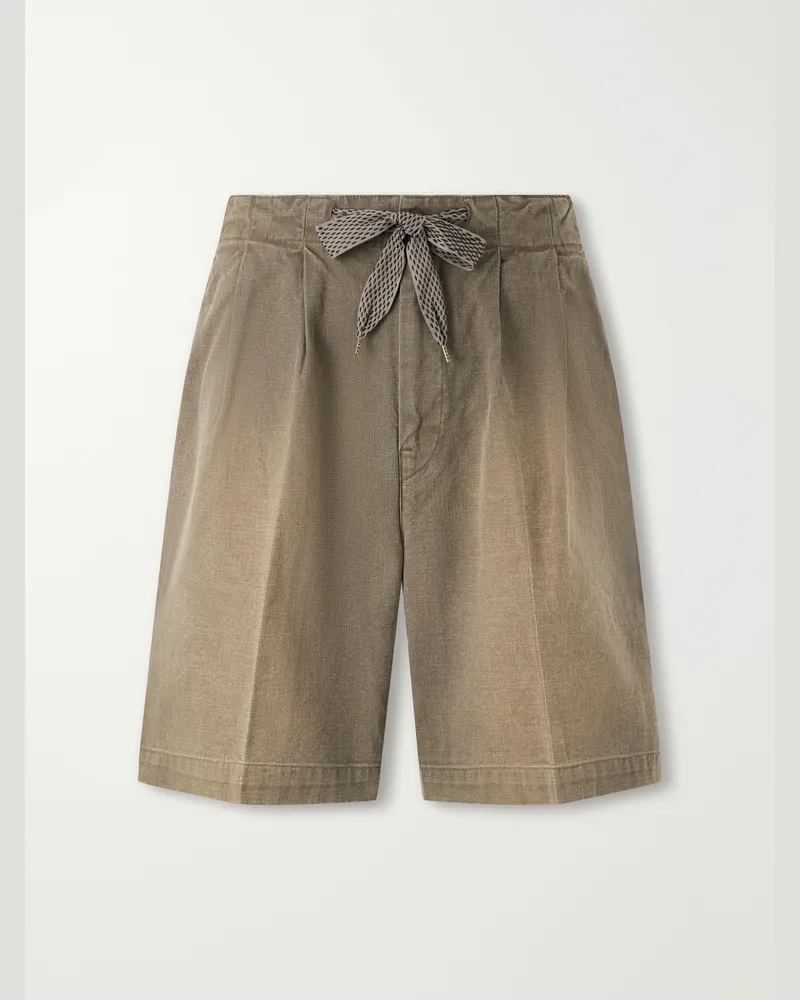 KAPITAL Easy Straight-Leg Cotton-Canvas Shorts Green
