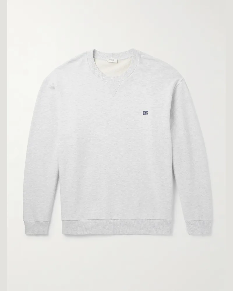 Celine Sweatshirt aus Baumwoll-Jersey mit Logostickerei Grau