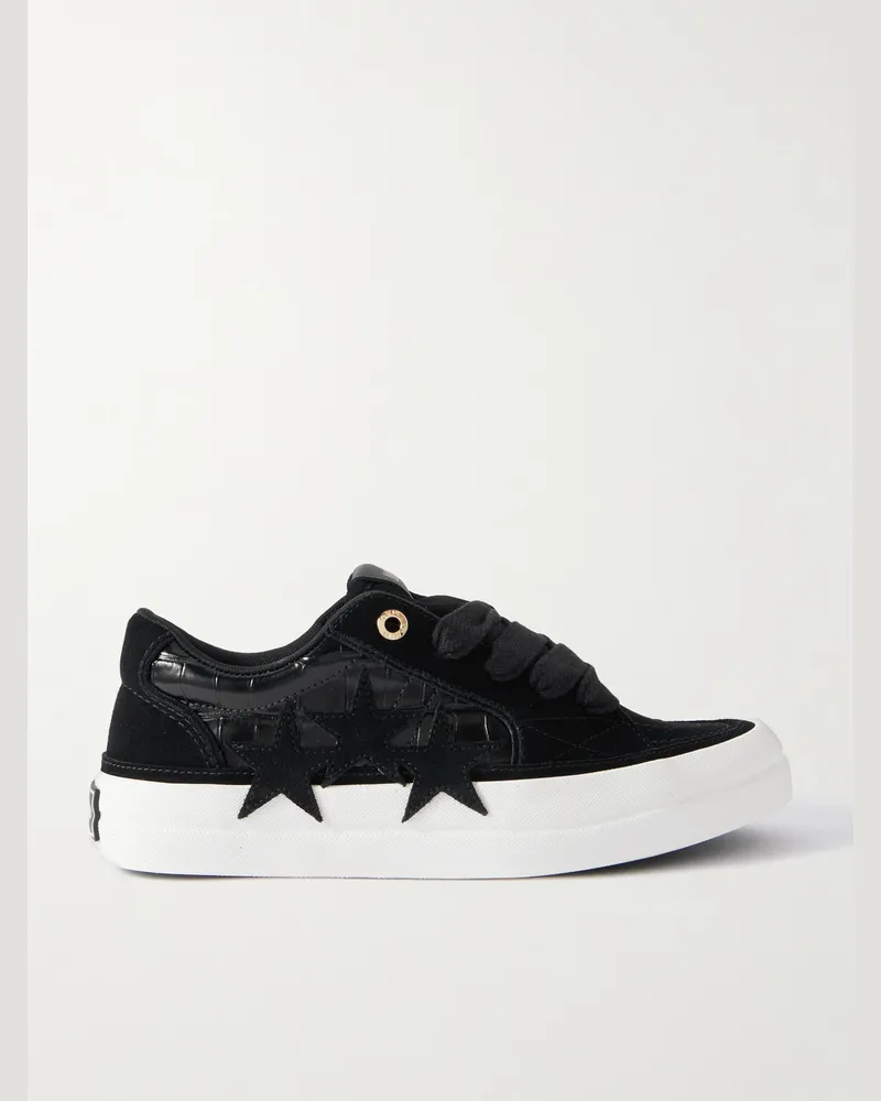 Amiri Sunset Skate Low Sneakers aus Veloursleder und Leder mit Krokodileffekt Schwarz
