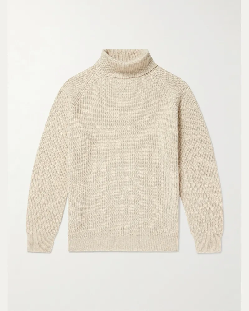 John Smedley Auckland Recycled-Cashmere and Wool-Blend Rollneck Sweater Neutrals