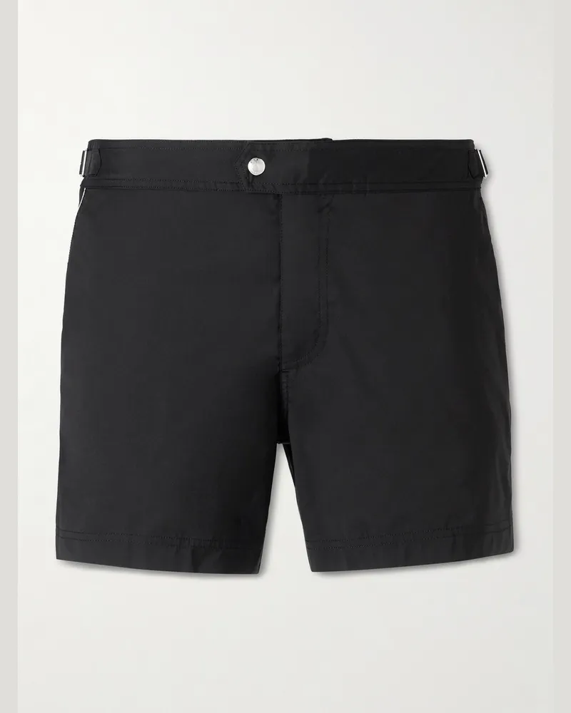 Tom Ford Gerade geschnittene, mittellange Badeshorts mit Paspeln Schwarz