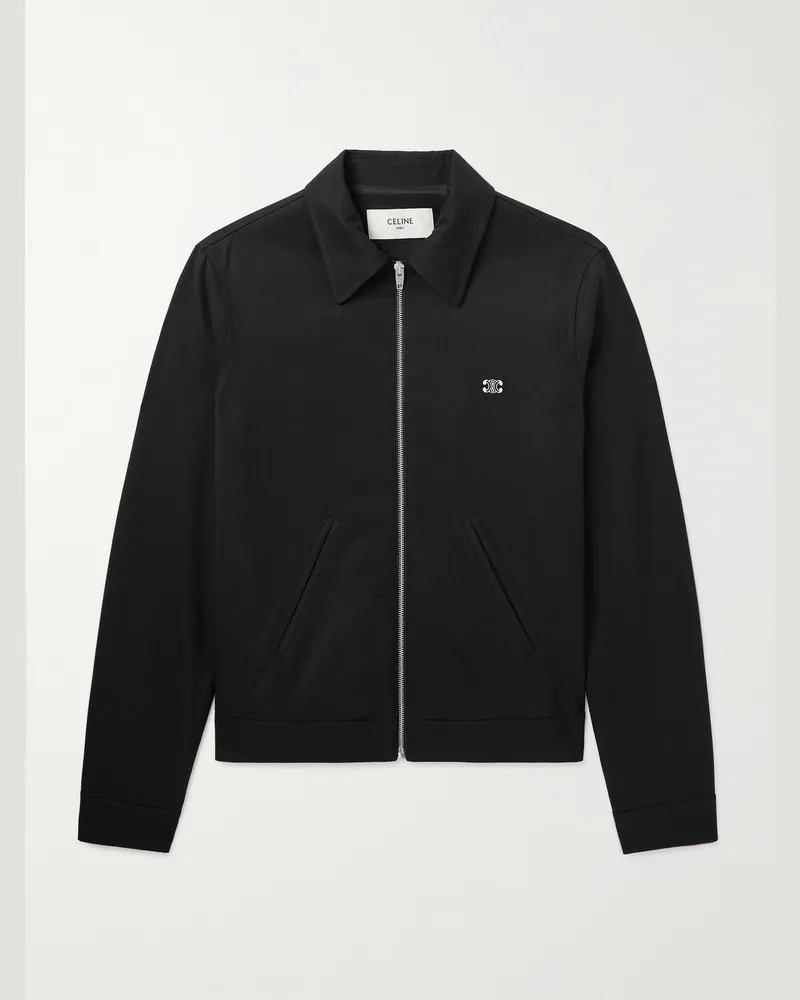 Celine Jacke aus Twill aus einer Wollmischung mit „Triomphe“-Logostickerei Schwarz