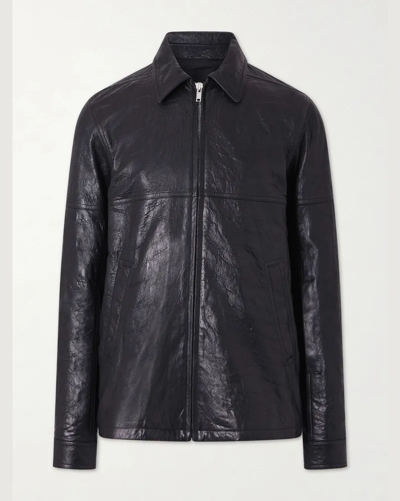 Rick Owens Brad Jacke aus strukturiertem Leder Schwarz