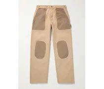 Safari gerade geschnittene zweifarbige Hose aus Baumwoll-Canvas mit Distressed-Details