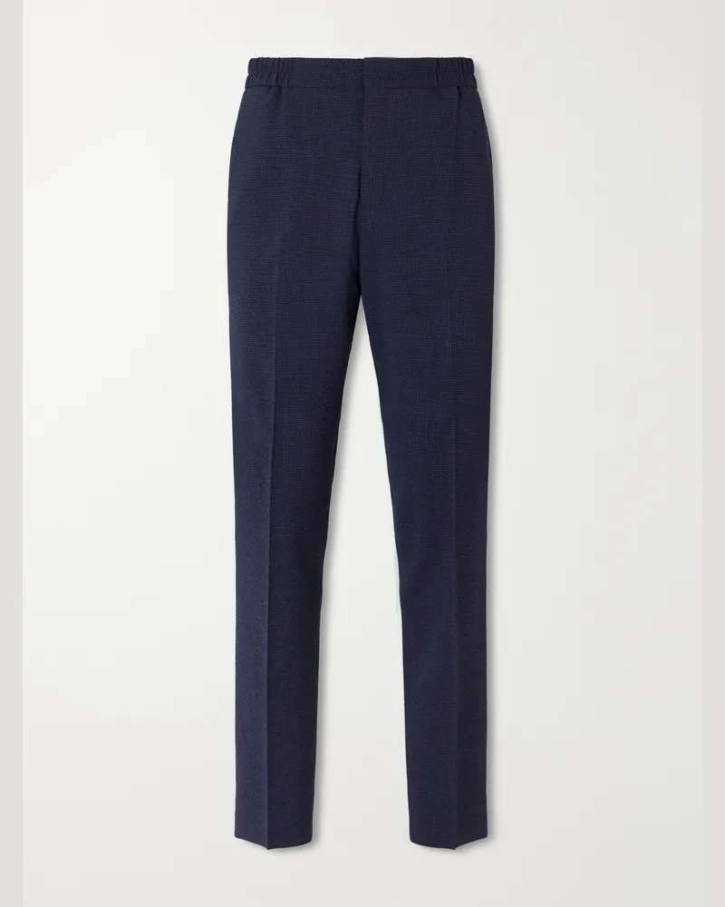 Paul Smith Straight-Leg Wool-Blend Seersucker Suit Trousers Blue