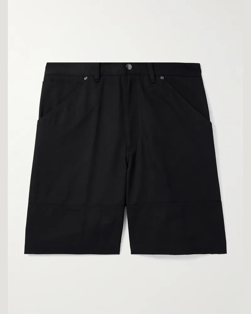 Moncler Weit geschnittene Shorts aus Baumwoll-Twill mit Logoapplikation Schwarz
