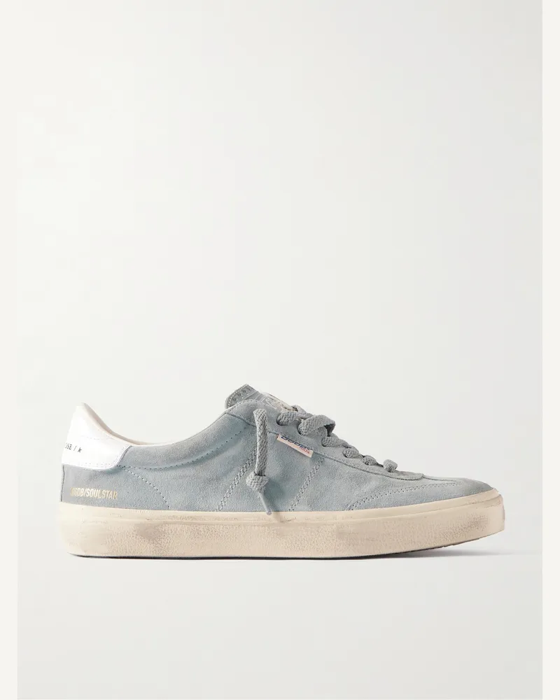 Golden Goose Soul-Star Sneakers aus Veloursleder mit Lederbesatz in Distressed-Optik Grau