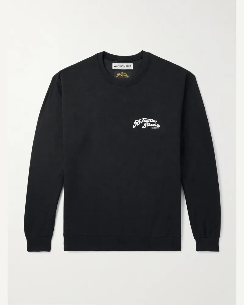 Wacko Maria 56 Tattoo Studio Sweatshirt aus Baumwoll-Jersey mit Print Schwarz