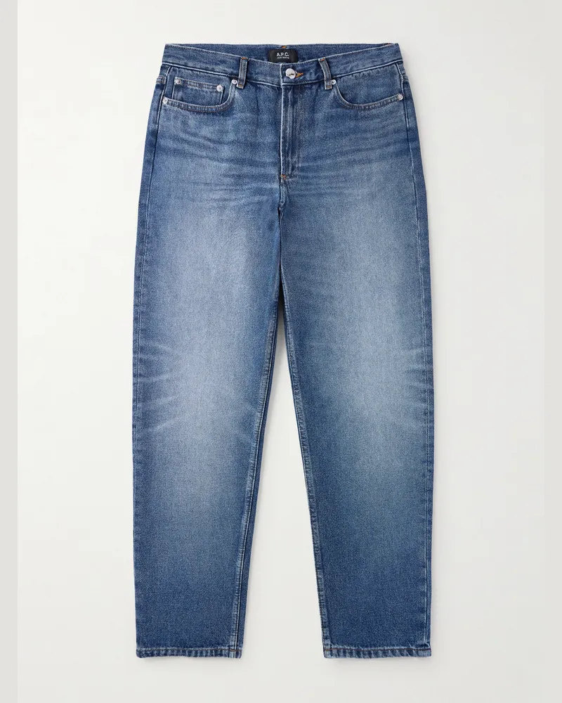 A.P.C. Martin Straight-Leg Cropped Stonewashed Jeans Blue